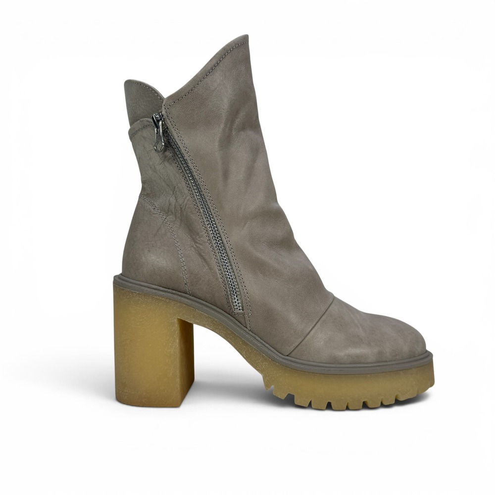Free People Jack Zip Ankle Boots Womens 7.5 EU 38 Nickel Leather Platform Lug - Picture 2 of 14